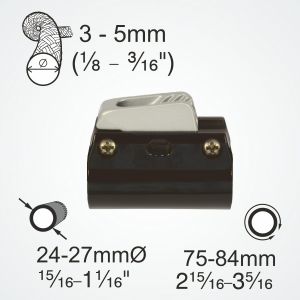 Clamcleat® CL244/S9 clamps onto tubes and booms from 24 to 27mm diameter (1